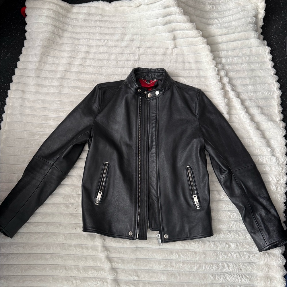 Authentic Diesel Black Leather Moto Jacket - 100% Lambskin Leather. Worn once!